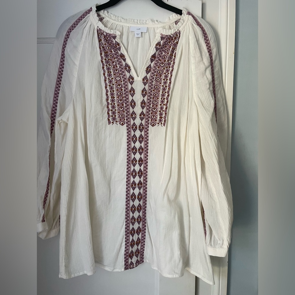 J Jill cross stitch embellished blouse large
